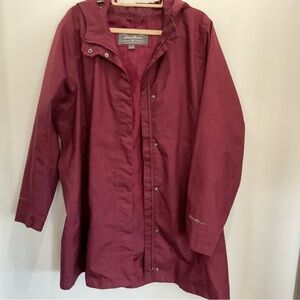 Eddie Bauer Women's Hooded Trench Coat - Burgundy